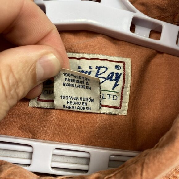 Bimini Bay Outfitters Button Down Shirt Mens XL Orange/Red Hiking Outdoors - Picture 6 of 13